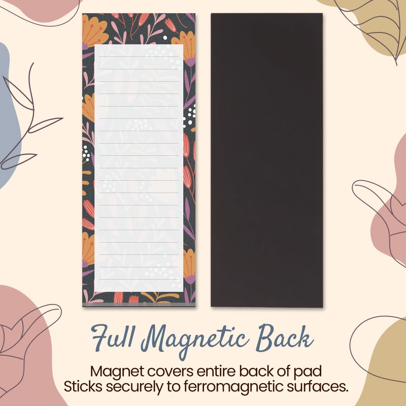 MATICAN Grocery List Magnet Pad for Fridge, 6-Pack Magnetic Note Pads Lists, 60 Sheets Per Pad, 6 Cute Floral Designs, Full Magnet Back To-Do-List Notepads - Image 5